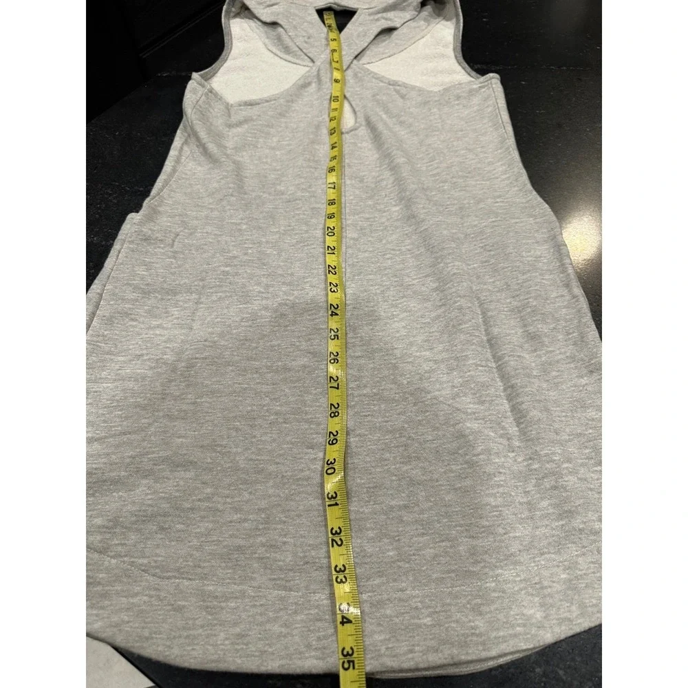 Bleusalt French Terry Hooded Mini Dress Criss Cross Open Back Pocket Gray M‎
